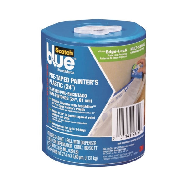 ScotchBlue PTD2093EL-24 Painter&#39;s Tape, 30 yd L, 24 in W, Crepe Paper Backing, Blue