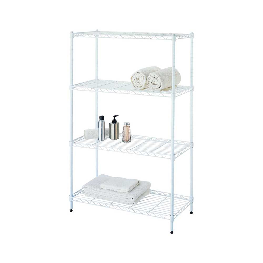 Simple Spaces SS-JR0404-WH 4-Tier Shelf Stacker, Each Shelf: 132 lb, 4-Tier Shelving-Level, 31 in W, Steel, White