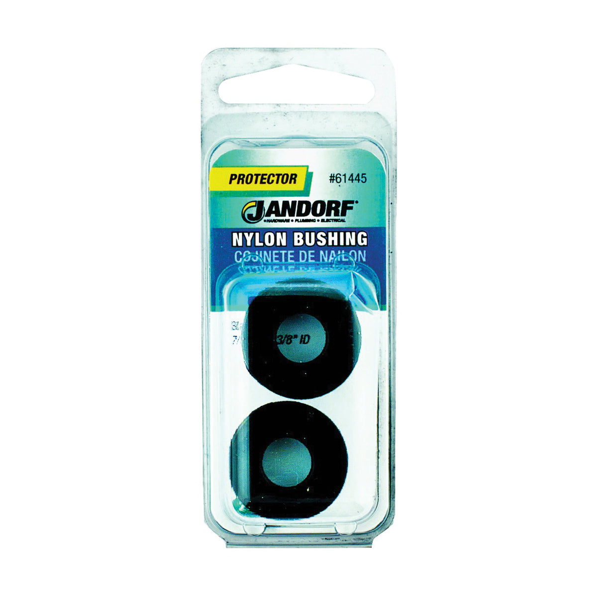 Jandorf 61445 Conduit Bushing, Nylon, Black, 3/8 in Dia Panel Hole, 0.406 in Thick Panel