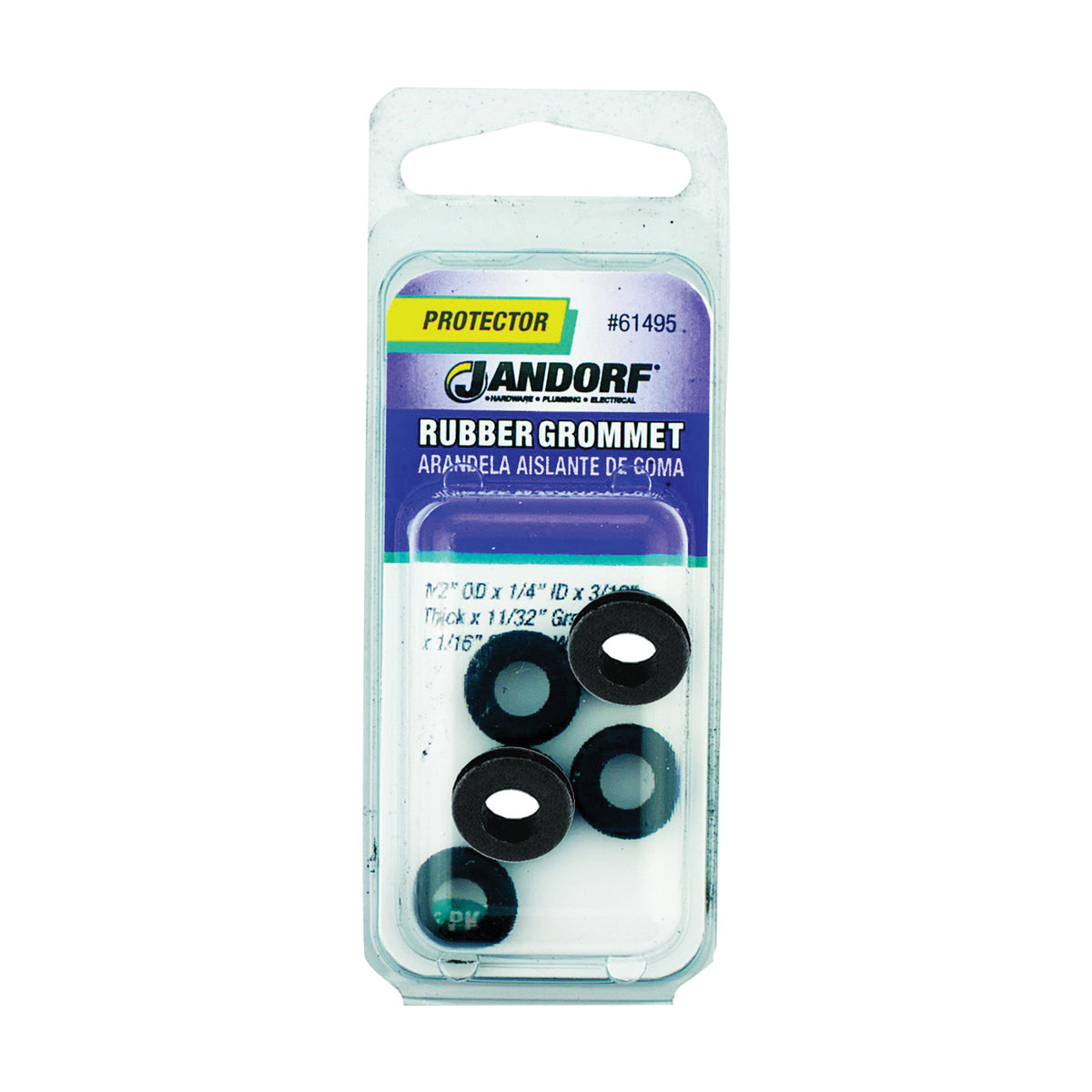 Jandorf 61495 Grommet, Rubber, Black, 3/16 in Thick Panel