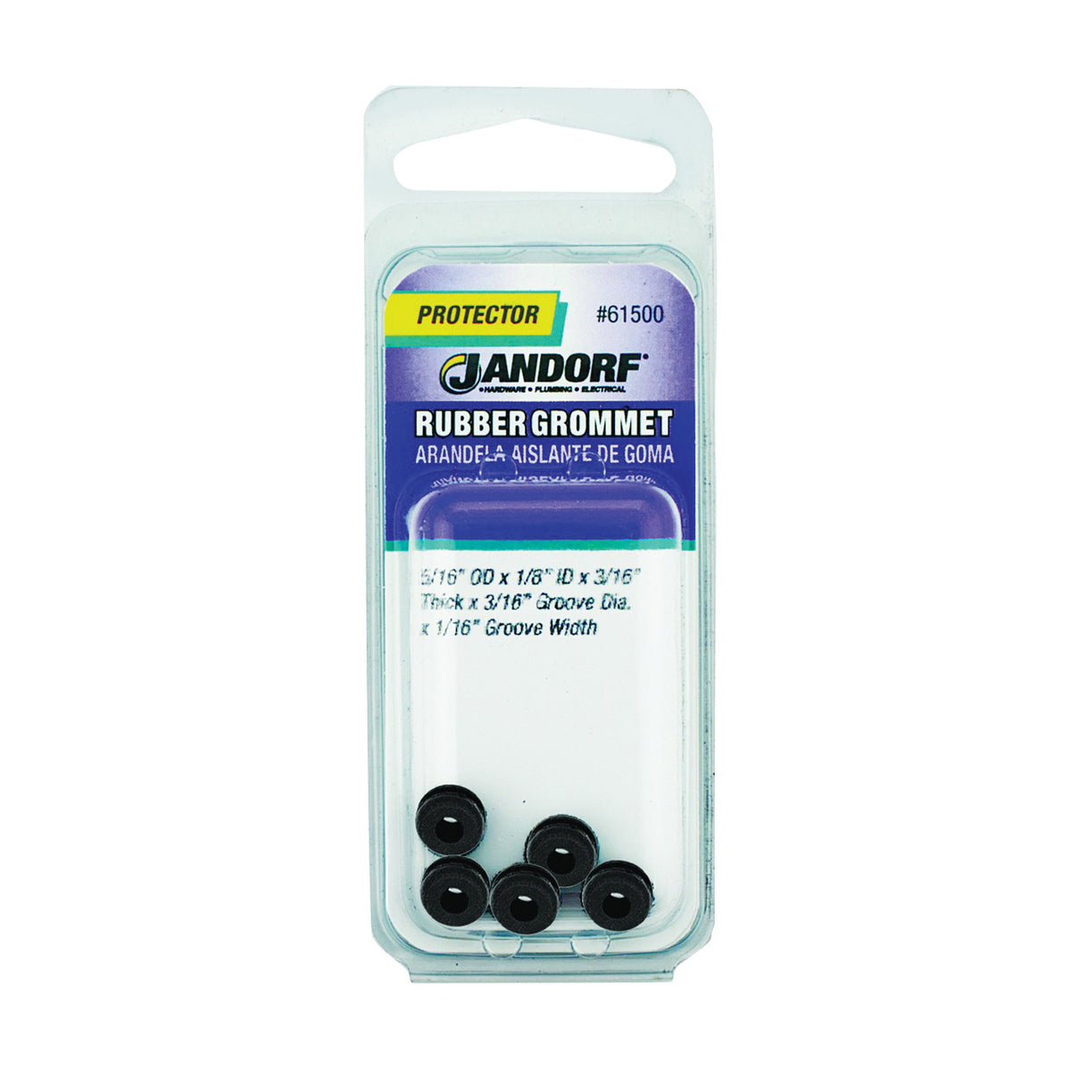 Jandorf 61500 Grommet, Rubber, Black, 3/16 in Thick Panel