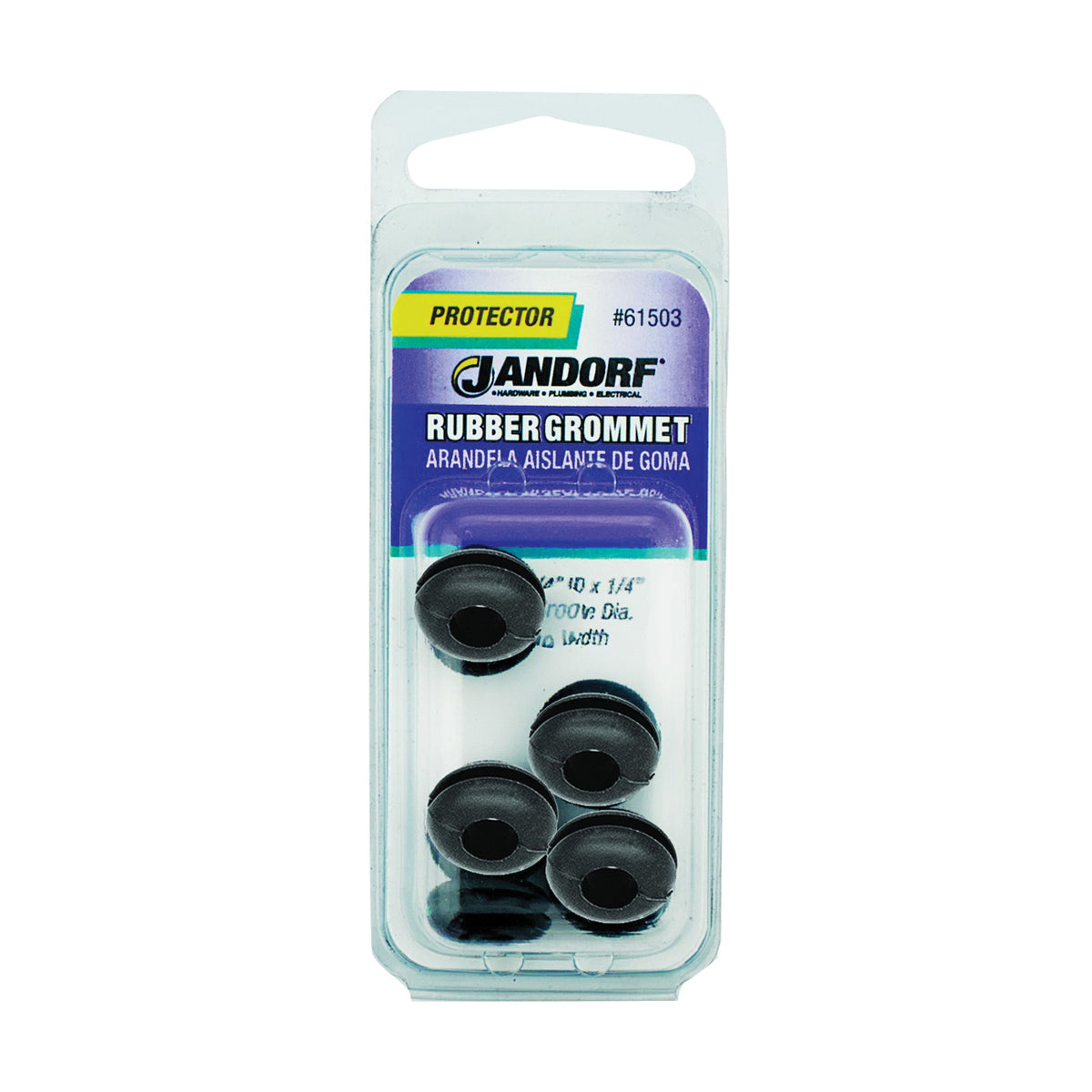 Jandorf 61503 Grommet, Rubber, Black, 1/4 in Thick Panel