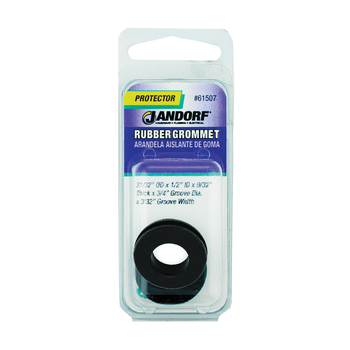 Jandorf 61507 Grommet, Rubber, Black, 9/32 in Thick Panel