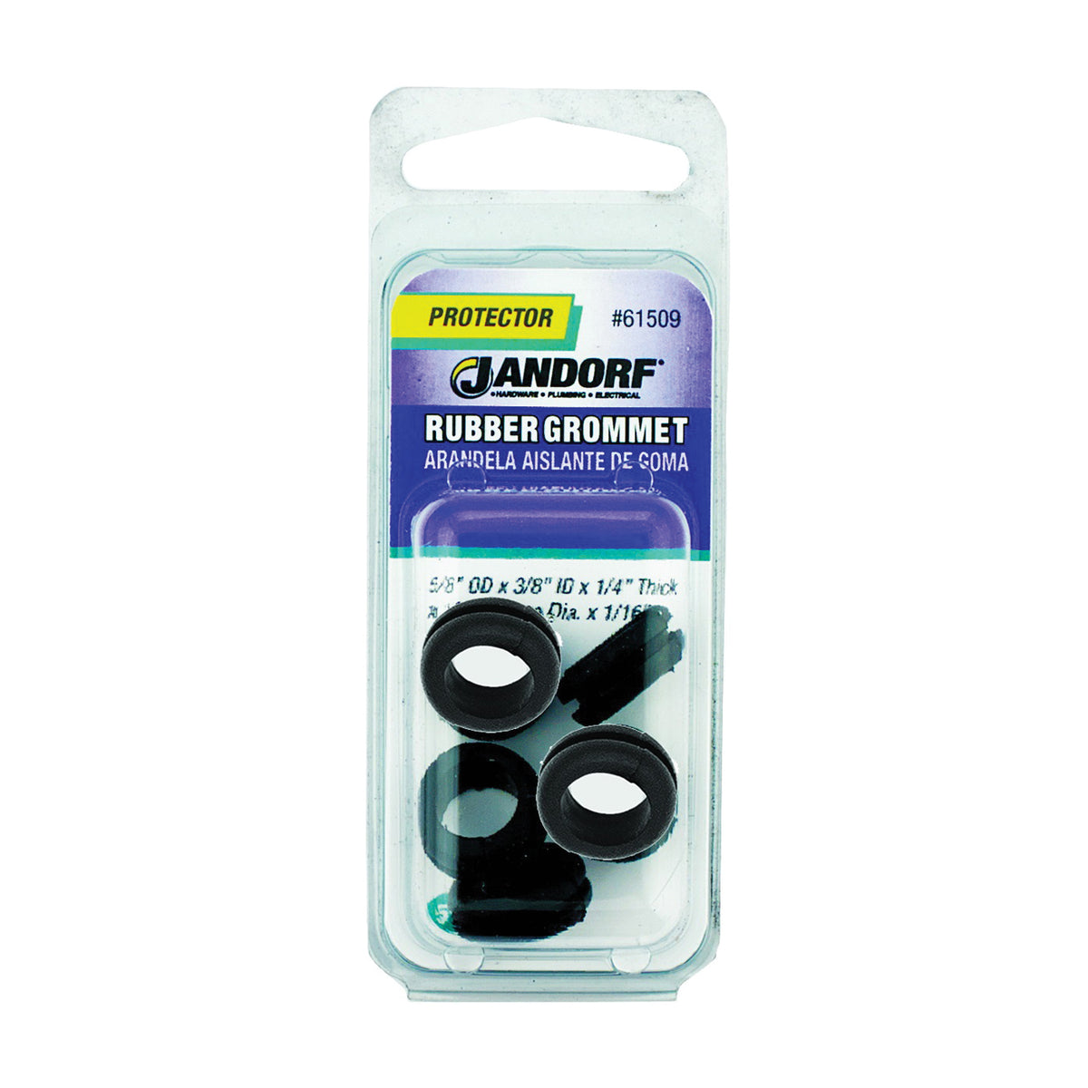 Jandorf 61509 Grommet, Rubber, Black, 1/4 in Thick Panel