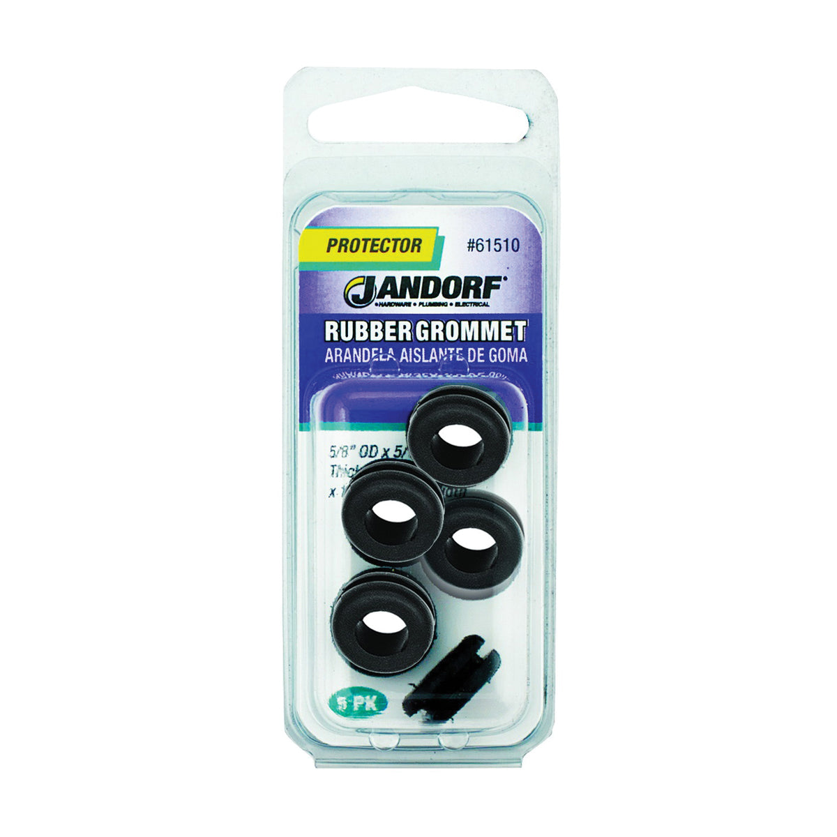 Jandorf 61510 Grommet, Rubber, Black, 1/4 in Thick Panel