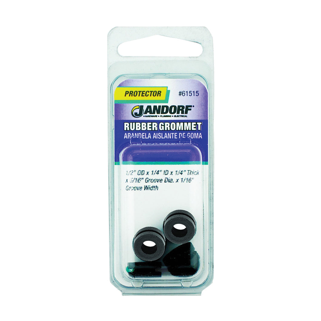 Jandorf 61515 Grommet, Rubber, Black, 1/4 in Thick Panel