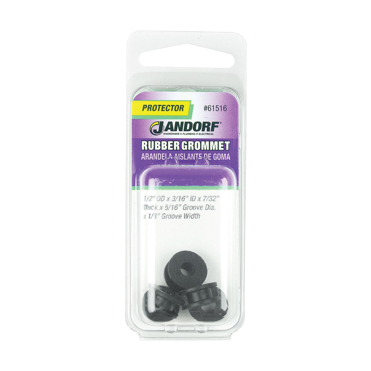 Jandorf 61516 Grommet, Rubber, Black, 7/32 in Thick Panel