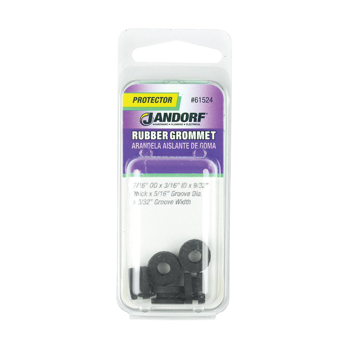 Jandorf 61524 Grommet, Rubber, Black, 9/32 in Thick Panel
