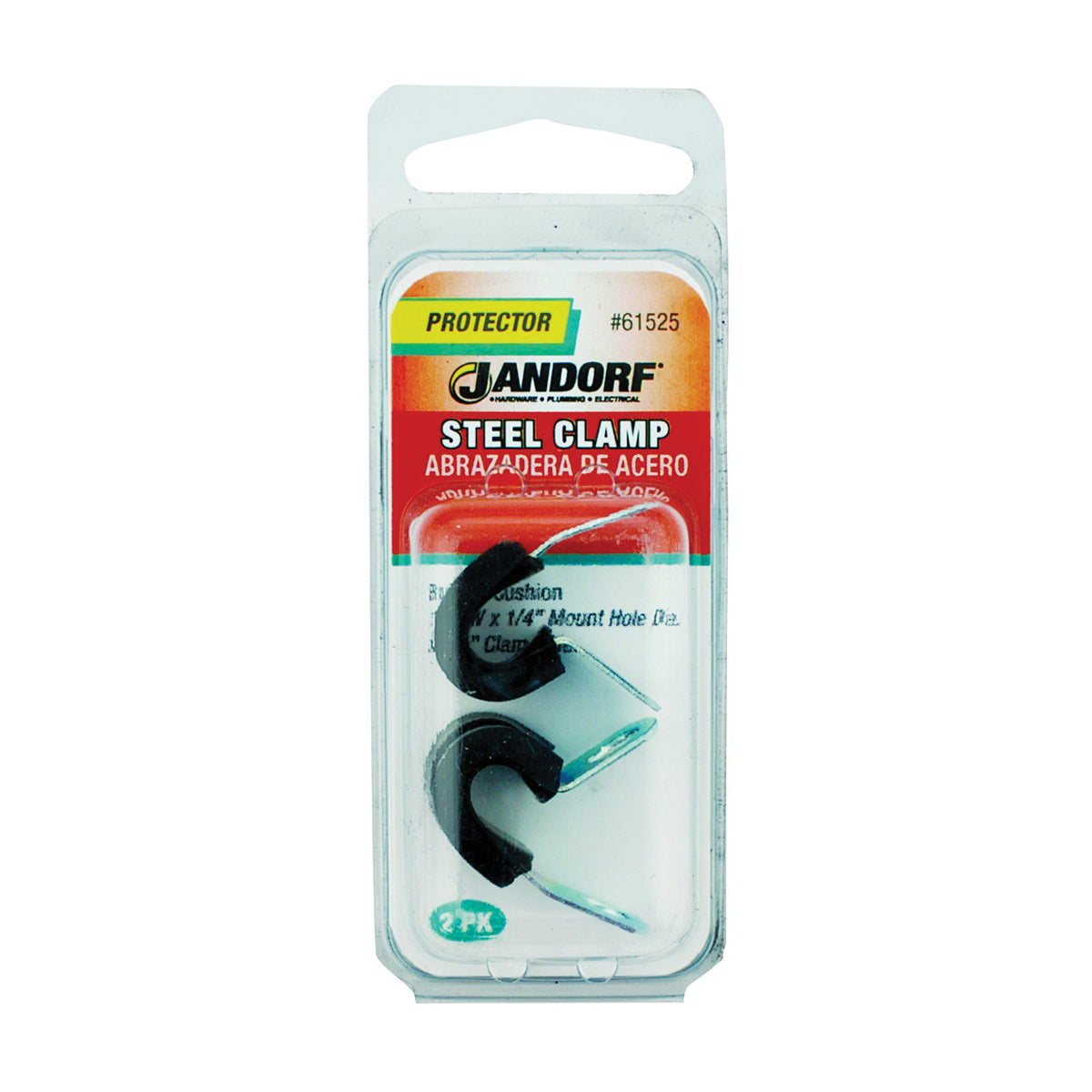 Jandorf 61525 Cushion Clamp, Rubber/Steel, Black