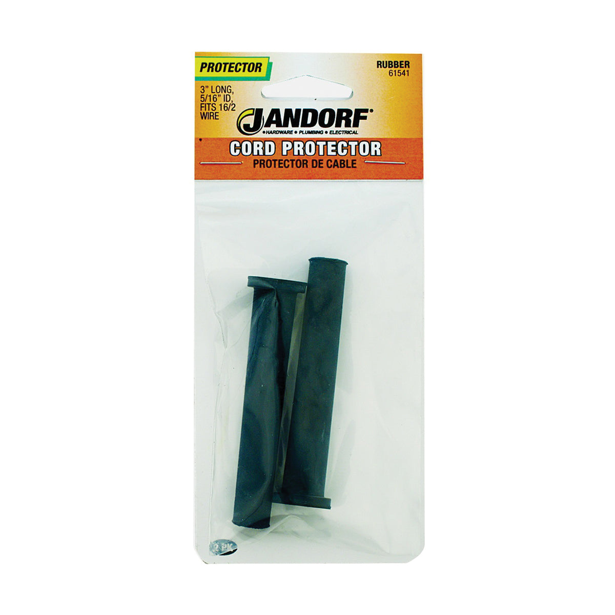 Jandorf 61541 Cord Protector, 5/16 in ID Dia, 3 in L, Rubber, Black