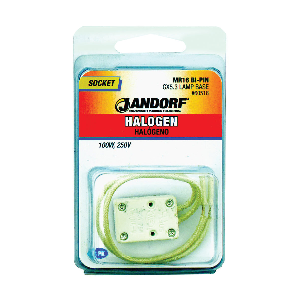 Jandorf 60518 Lamp Socket, 250 V, 100 W, Porcelain Housing Material