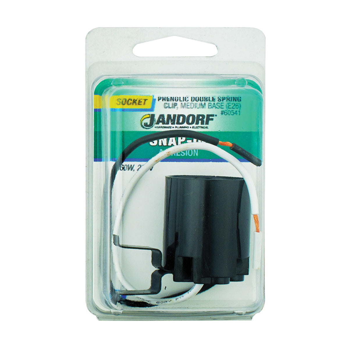 Jandorf 60541 Lamp Socket, 250 V, 660 W, Phenolic Housing Material, Black