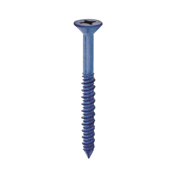 COBRA ANCHORS 622T Screw, 3/16 in Thread, 2-1/4 in L, Flat Head, Phillips, Robertson Drive, Steel, Fluorocarbon-Coated