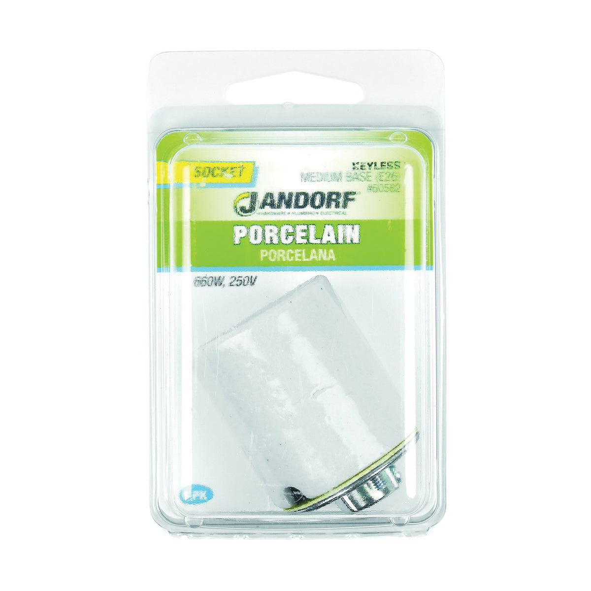 Jandorf 60582 Socket, 250 V, 660 W, Porcelain Housing Material
