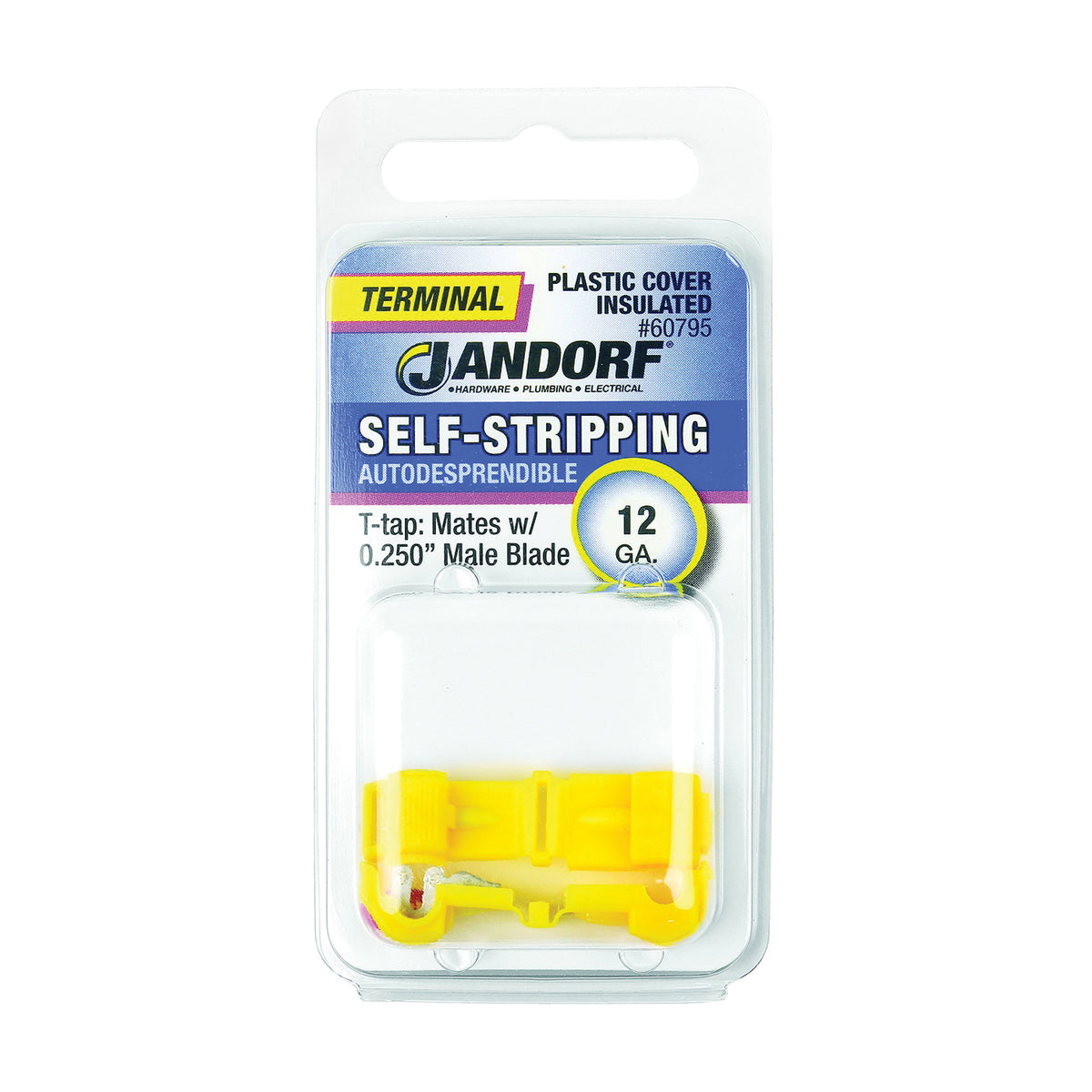 Jandorf 60795 Terminal, 12 AWG Wire, Plastic Insulation, Copper Contact, Yellow