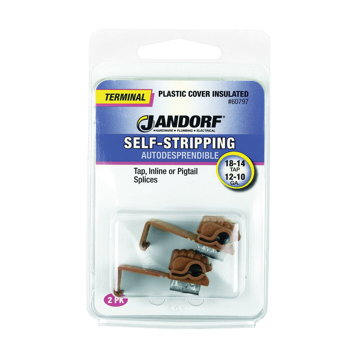 Jandorf 60797 Terminal, 18 to 14 AWG Wire, Plastic Insulation, Brown