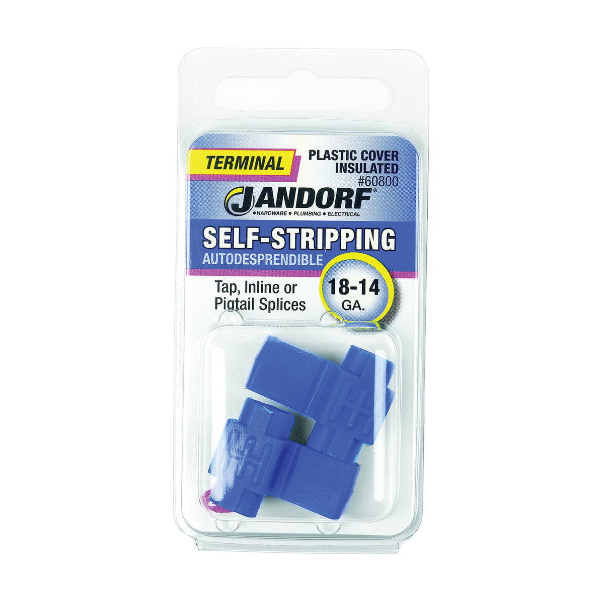 Jandorf 60800 Terminal, 18 to 14 AWG Wire, Plastic Insulation, Blue