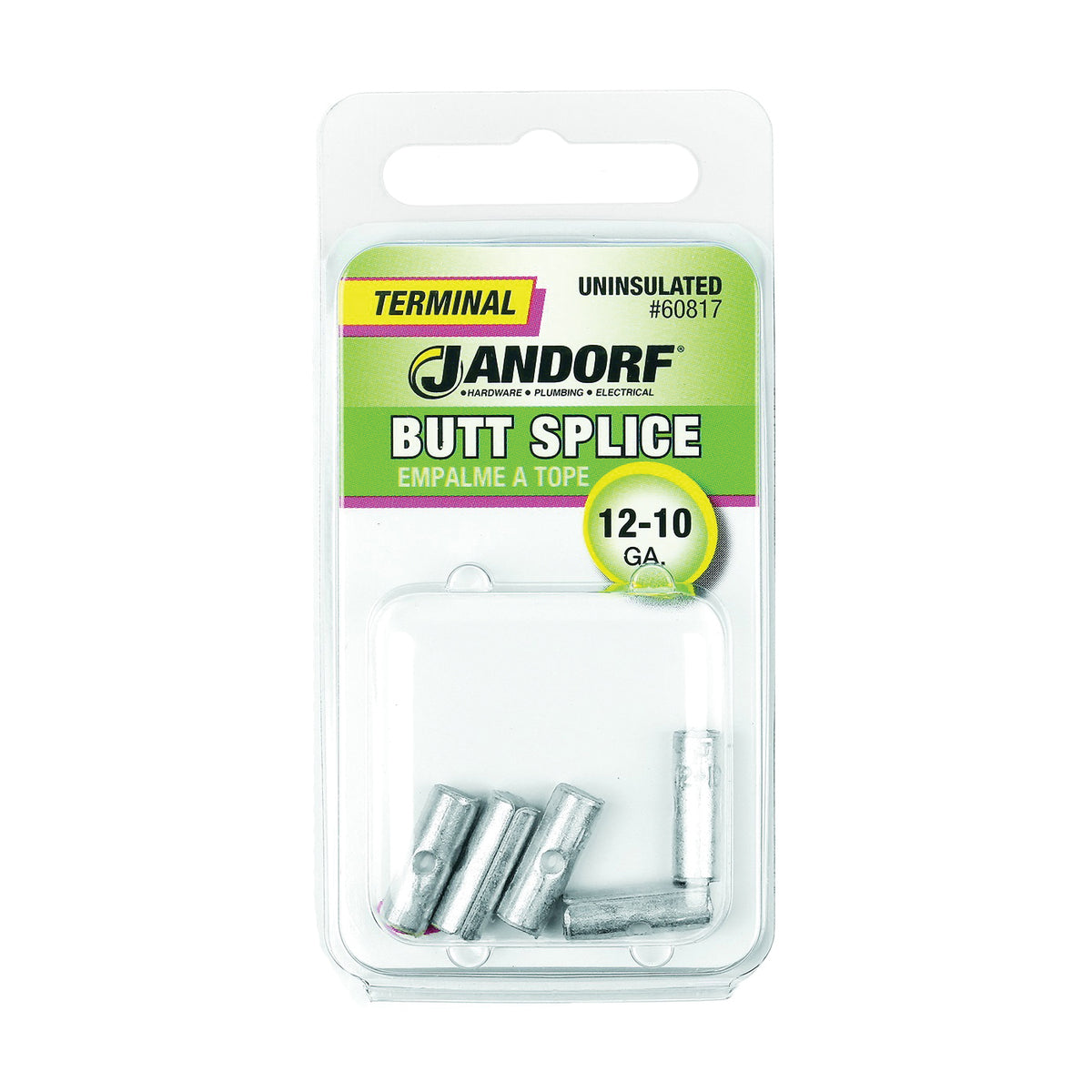 Jandorf 60817 Butt Splice Connector, 12 to 10 AWG Wire, Copper Contact