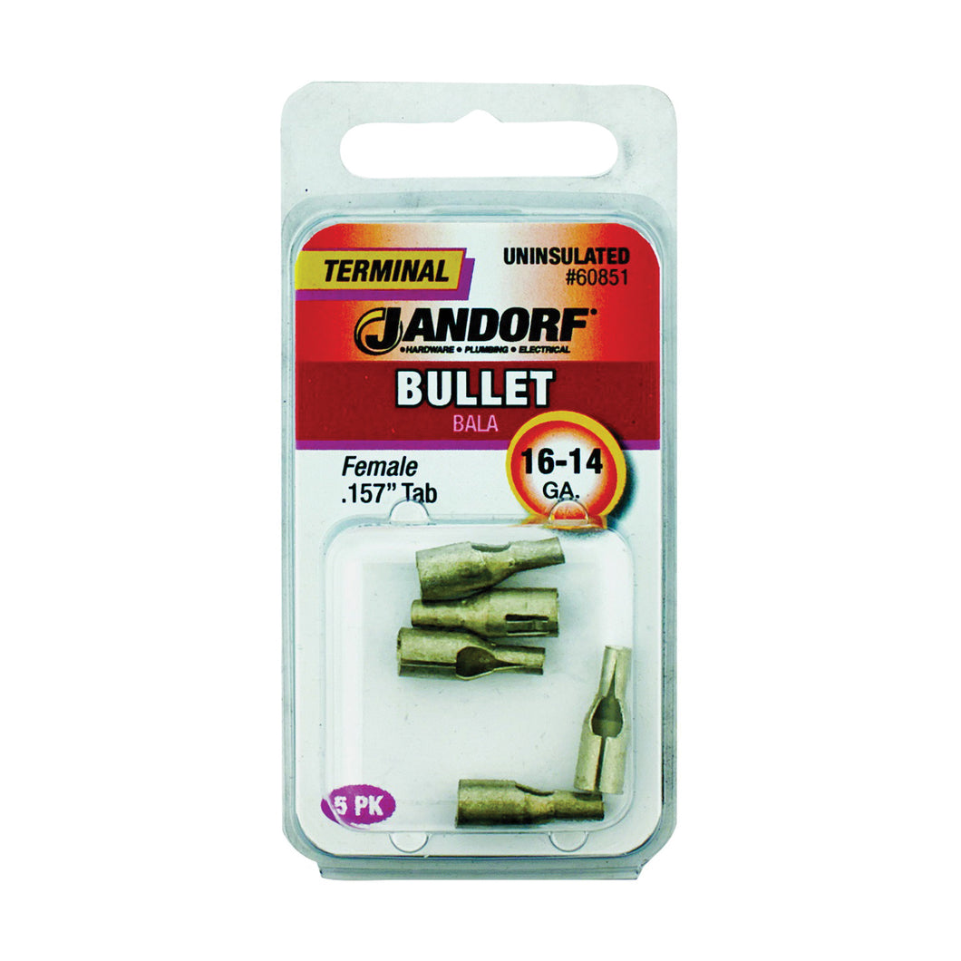 Jandorf 60851 Bullet Terminal, 600 V, 16 to 14 AWG Wire, Copper Contact