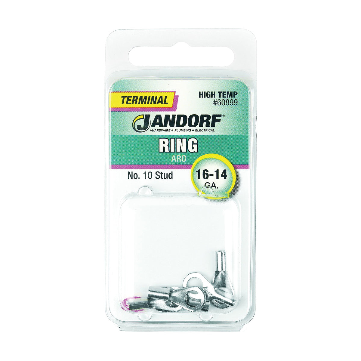 Jandorf 60899 Ring Terminal, 16 to 14 AWG Wire, #10 Stud