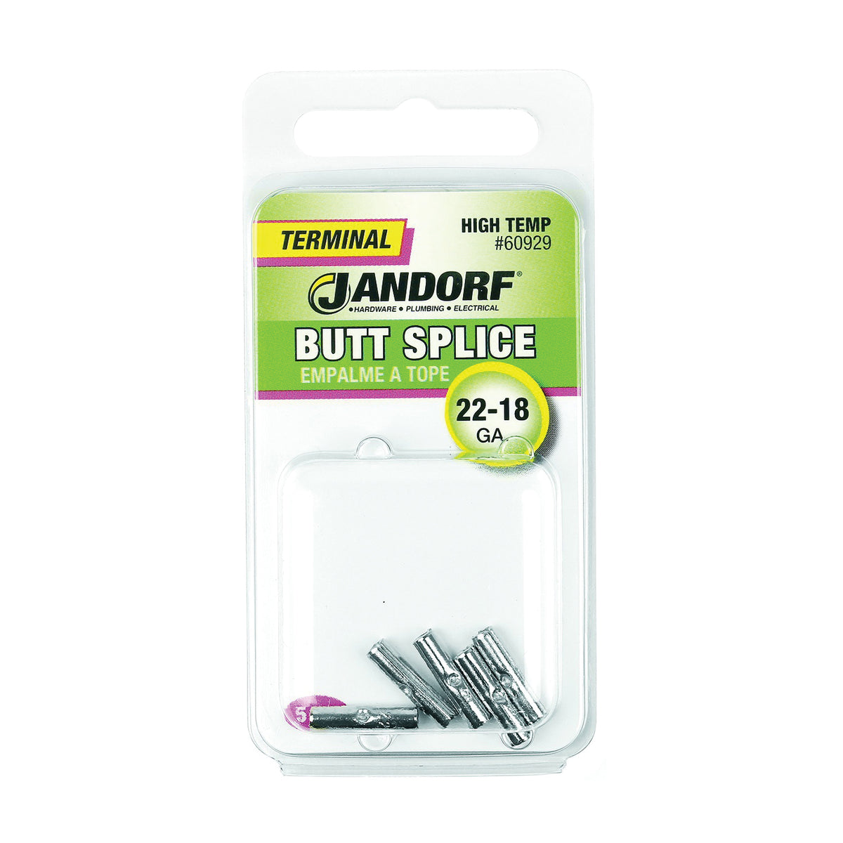 Jandorf 60929 Butt Splice Connector, 22 to 18 AWG Wire