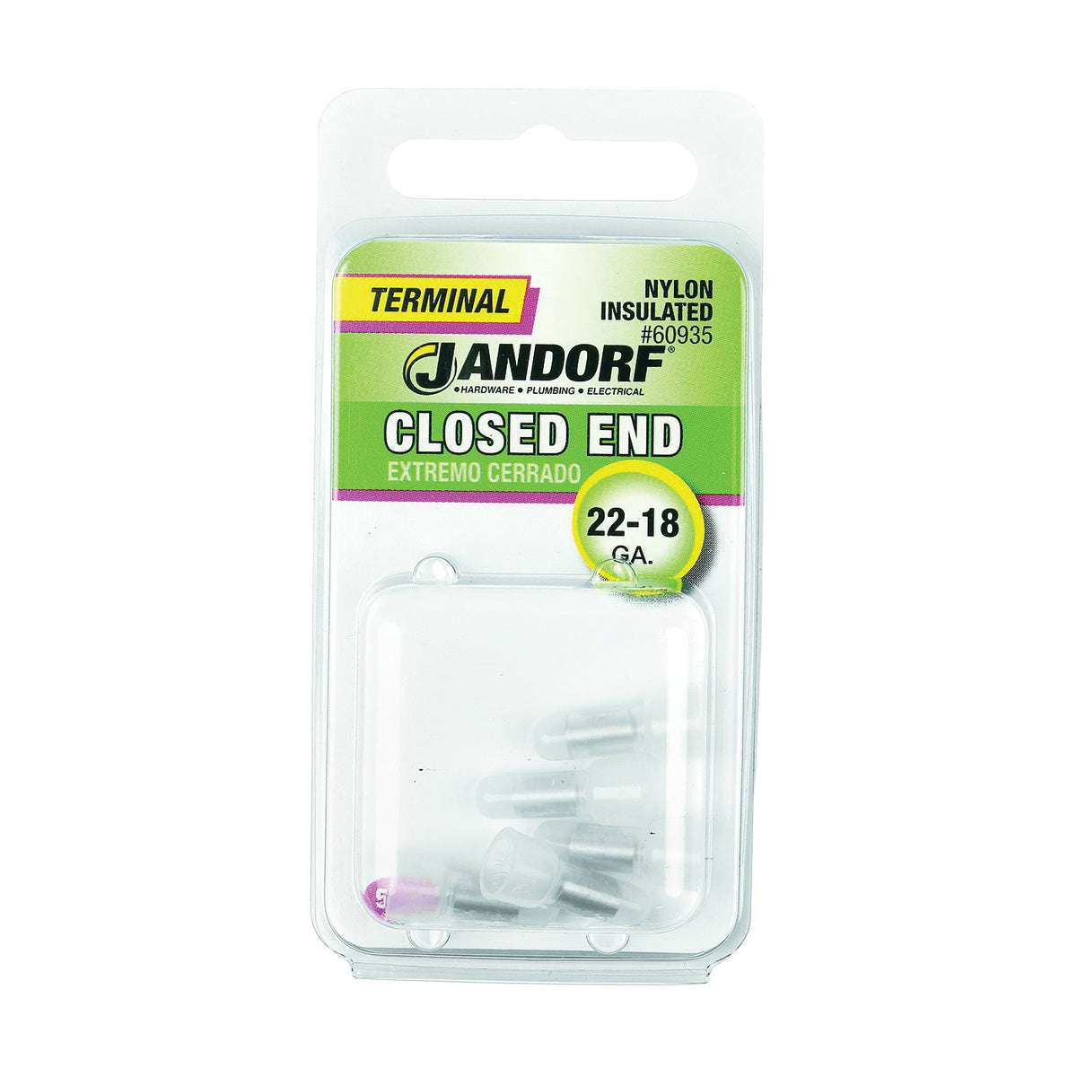 Jandorf 60935 Connector, 22 to 18 AWG Wire, Nylon Insulation, Copper Contact, Clear