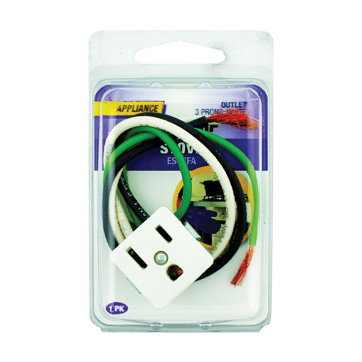 Jandorf 61017 Single Receptacle, 3 -Pole, 125 V, 15 A, White