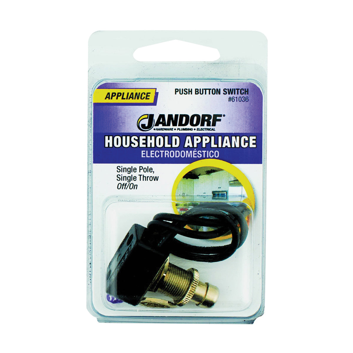 Jandorf 61036 Switch, 5/10 A, 125/250 V, SPST, Lead Wire Terminal