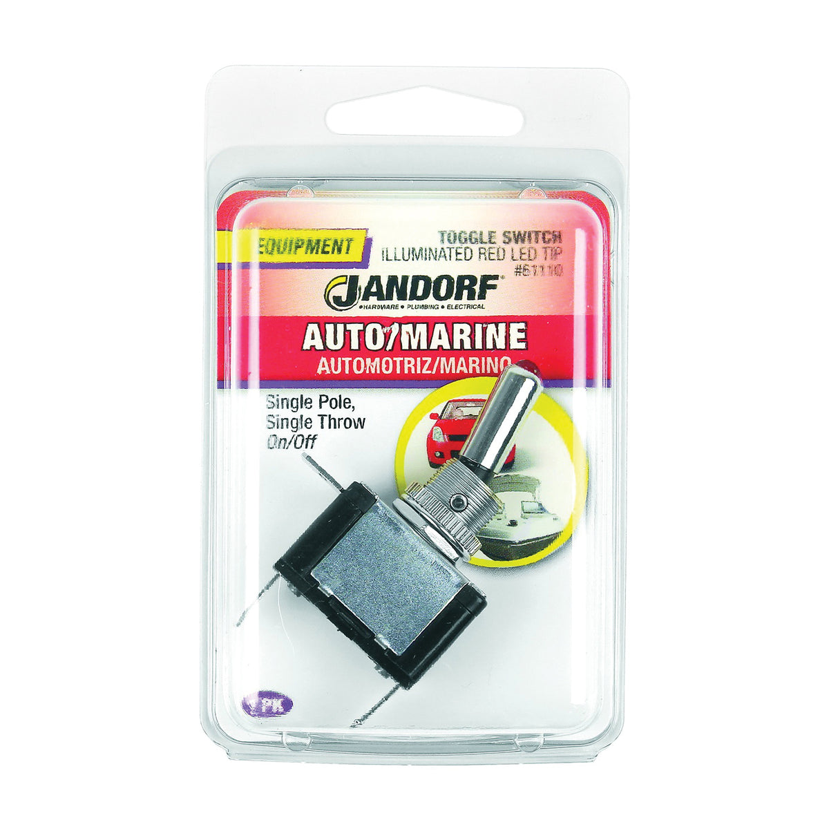 Jandorf 61110 Switch, 20 A, 12 VDC, SPST, Tab Terminal, Red