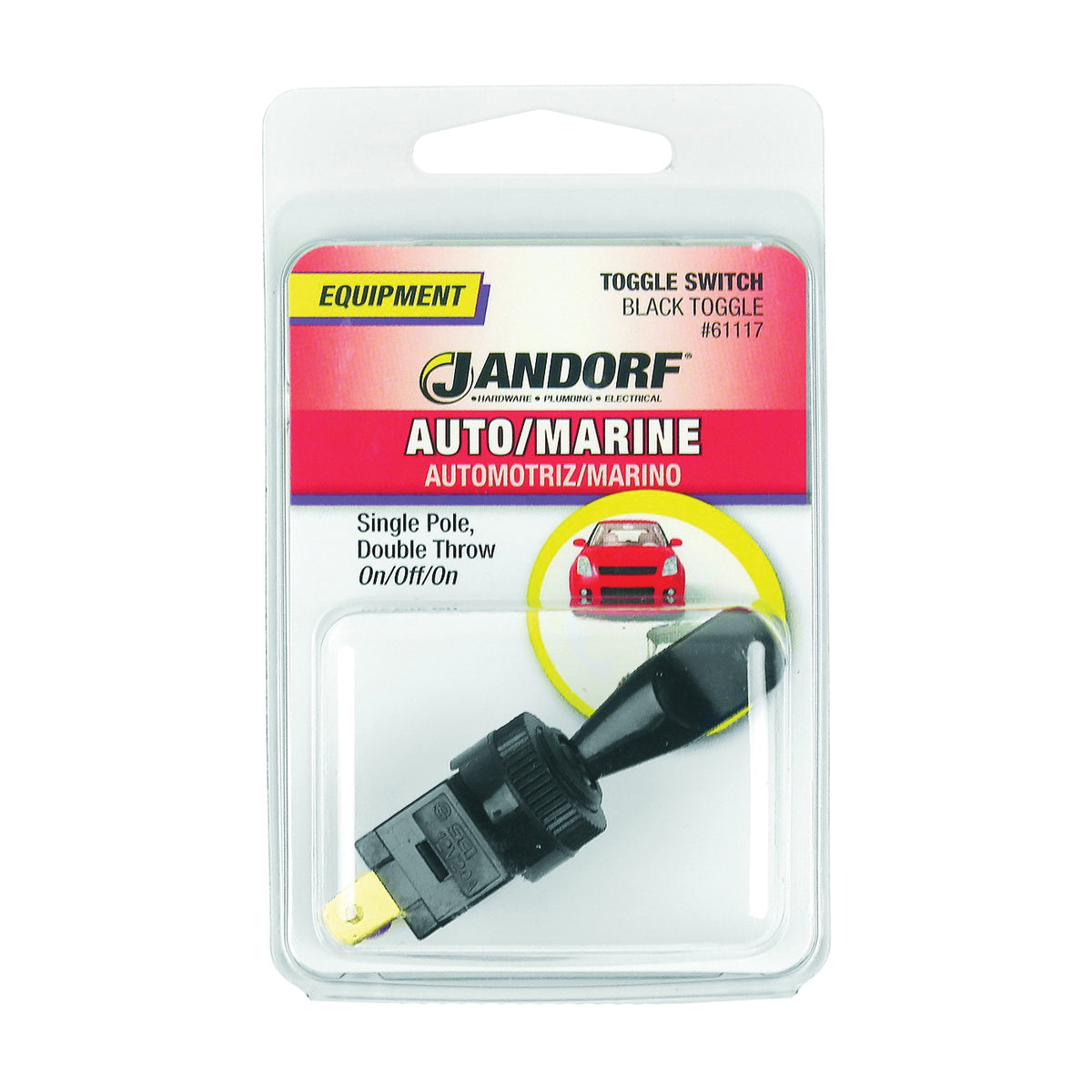 Jandorf 61117 Switch, 20 A, 12 VDC, SPDT, Tab Terminal, Black