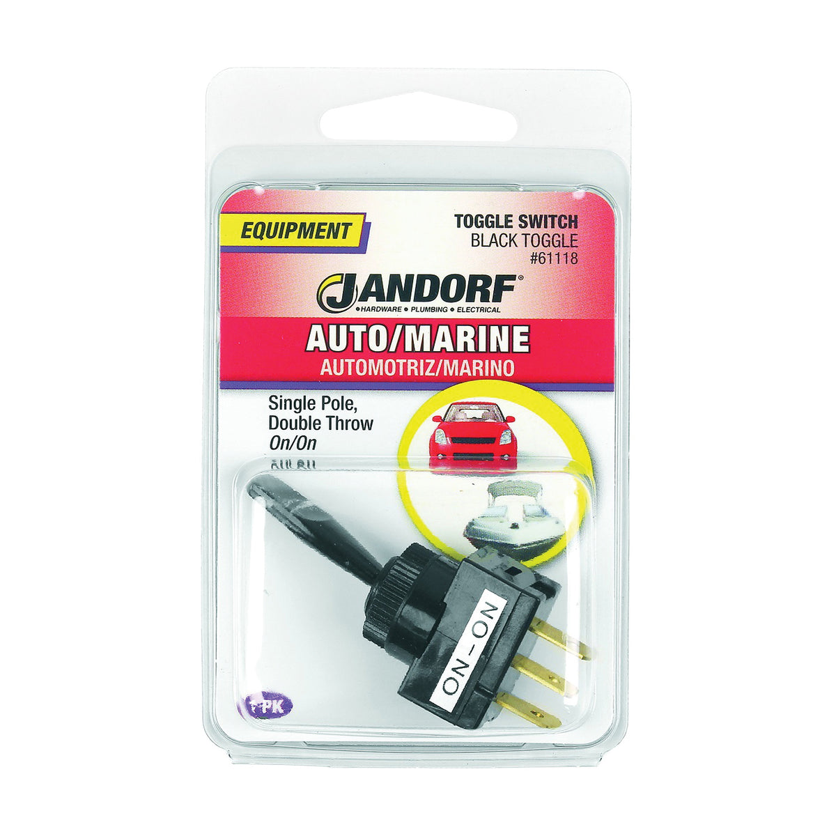 Jandorf 61118 Switch, 20 A, 12 VDC, SPDT, Tab Terminal, Black