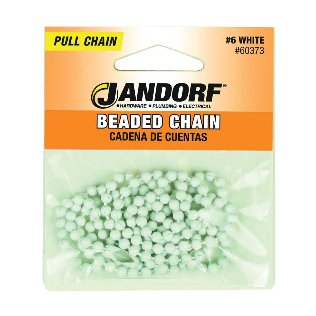 Jandorf 60373 Beaded Chain with Connector, 3 ft L, White