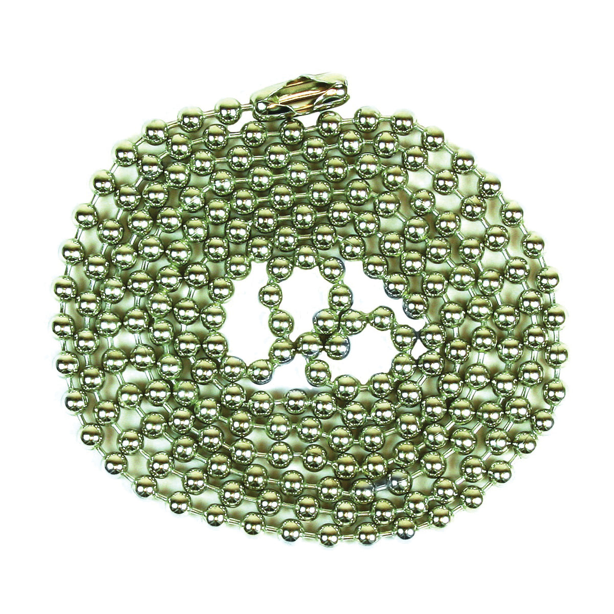 Jandorf 94991 Beaded Chain with Connector, 3 ft L, Steel, Nickel