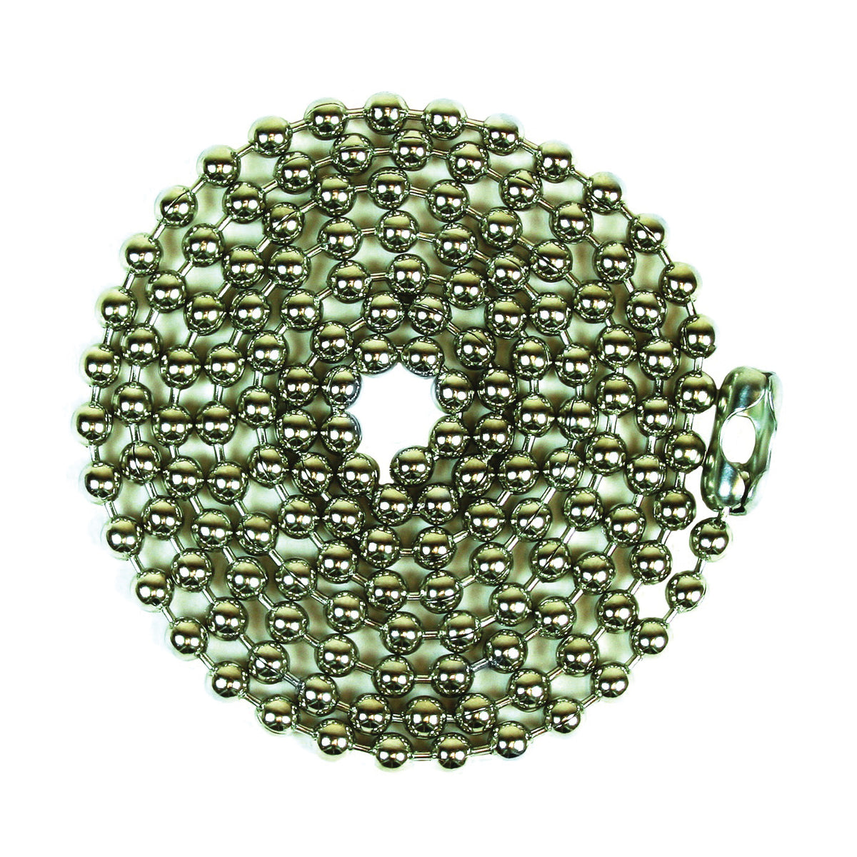 Jandorf 94995 Beaded Chain with Connector, 3 ft L, Brass, Nickel