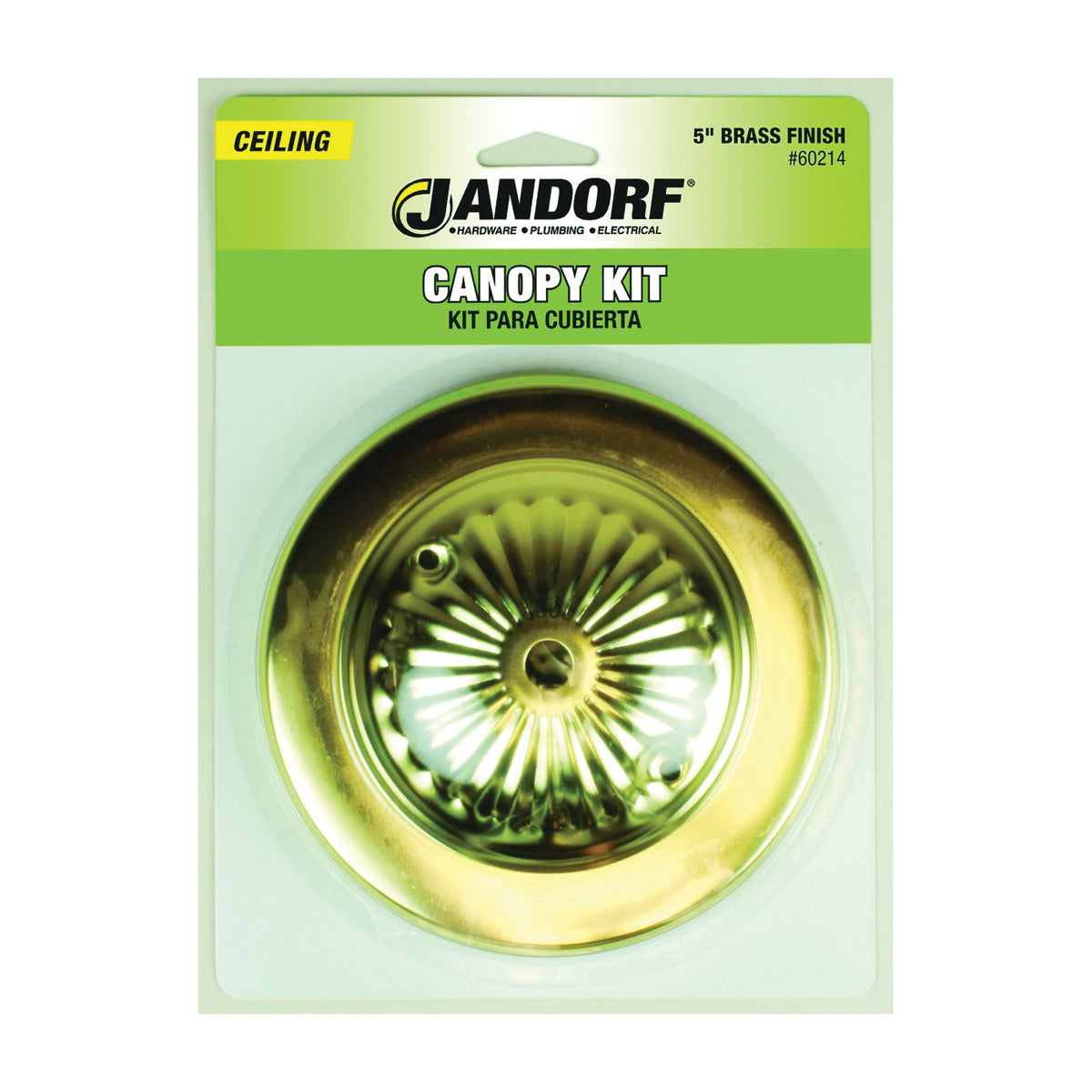 Jandorf 60214 Canopy Kit, Ceiling, Traditional, Brass, For: Outlet Box and Hang Ceiling Fixture