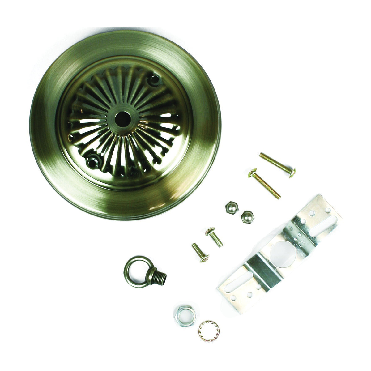 Jandorf 60215 Canopy Kit, Ceiling, Traditional, Antique Brass, For: Outlet Box and Hang Ceiling Fixture