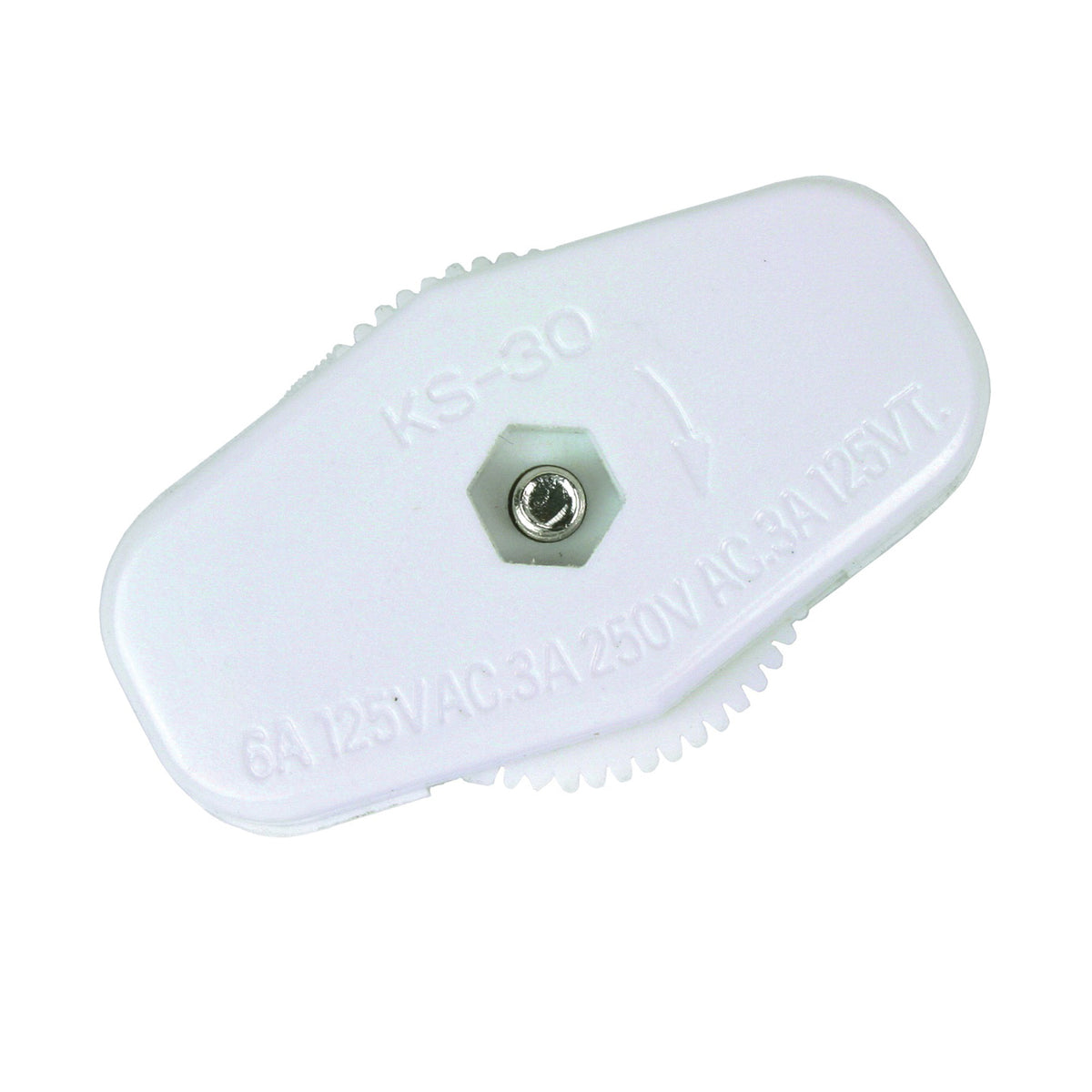 Jandorf 88920 Switch, 3/6 A, 125/250 V, 2-Teeth Terminals Terminal, White