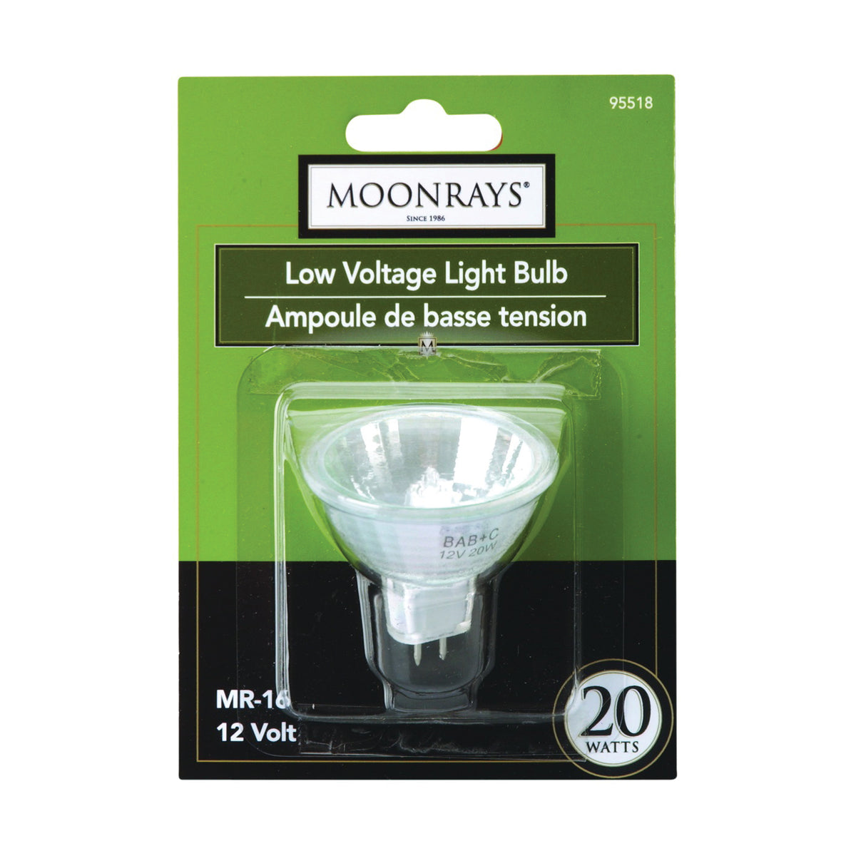 Moonrays 95518 Halogen Bulb, 20 W, GU5.3 Lamp Base, MR16 Lamp, 3000 hr Average Life