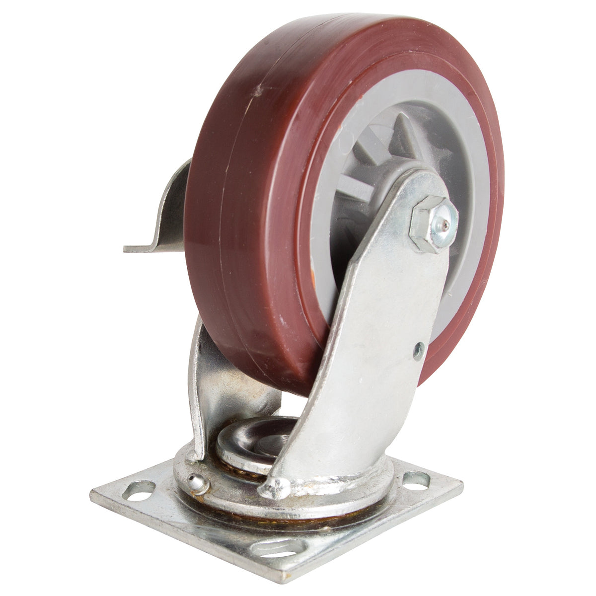 ProSource JC-P06 Swivel Caster, 6 in Dia Wheel, 2 in W Wheel, PU Wheel, Gray, 500 lb, Steel Housing Material