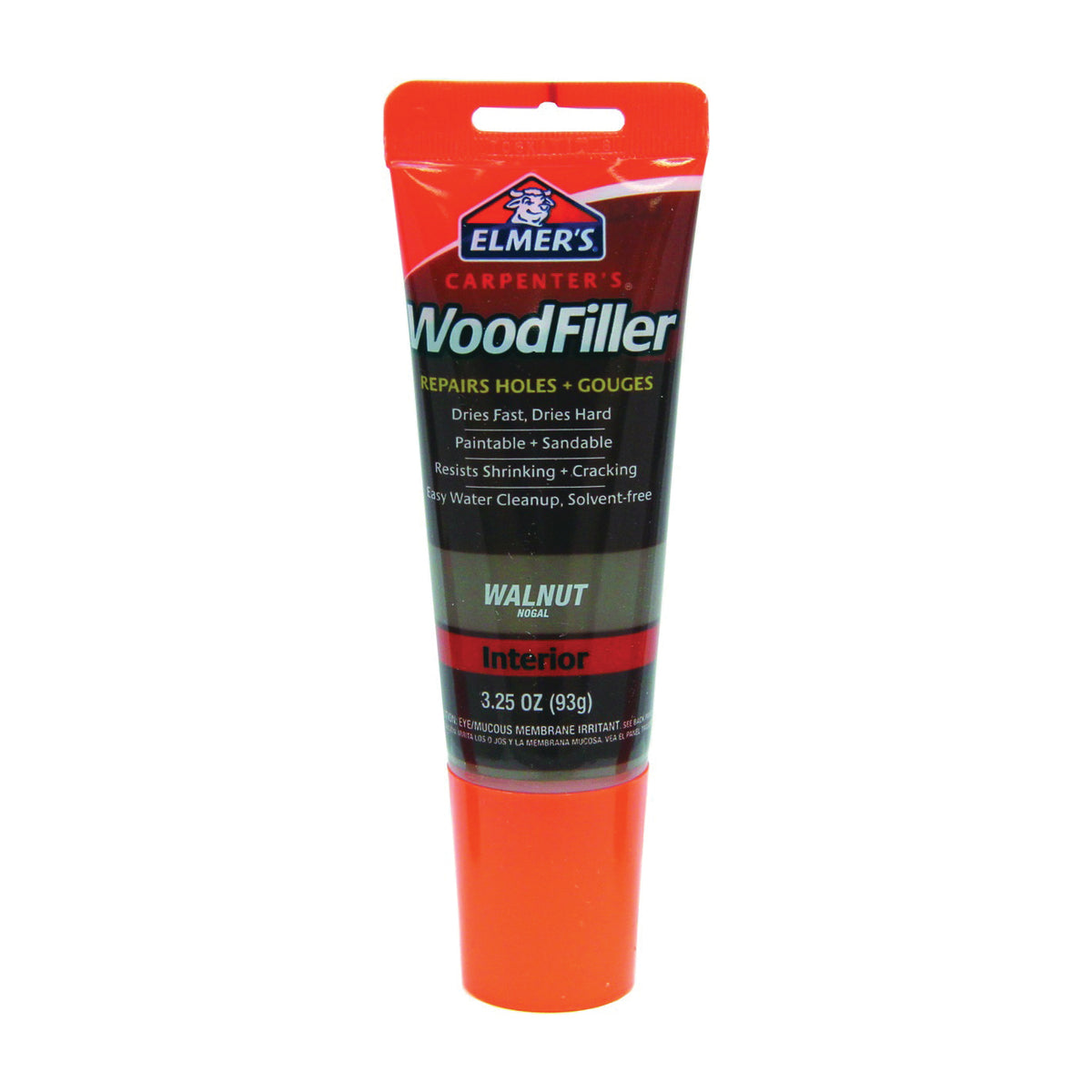 Elmers E859 Wood Filler, Paste, Mild Acrylic, Walnut, 3.25 oz Tube