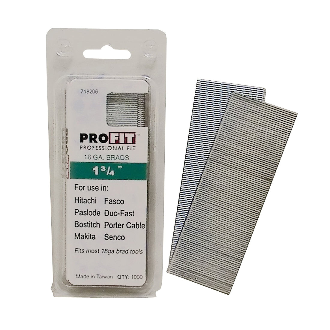 ProFIT 0718206 Finish Nail, 1-3/4 in L, 18 Gauge, Steel, Electro-Galvanized, Brad Head, Smooth Shank