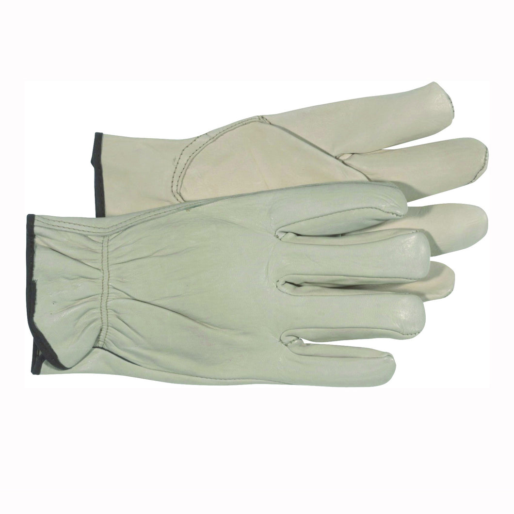 BOSS 4068J Driver Gloves, XL, Keystone Thumb, Open, Shirred Elastic Back Cuff, Leather, Natural