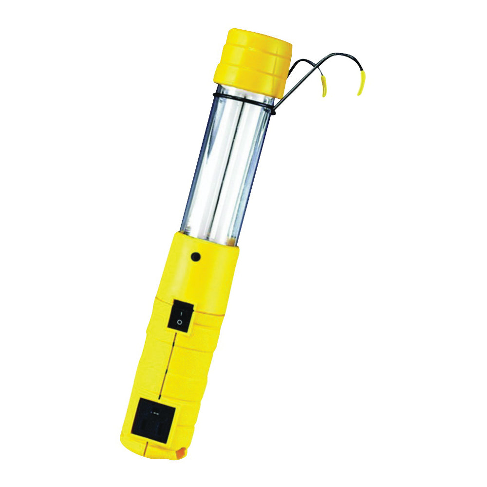 PowerZone ORTLPL210606 Work Light with Spot Light and Single Outlet, 12 A, 6500 K Color Temp, 6 ft L Cord, Yellow