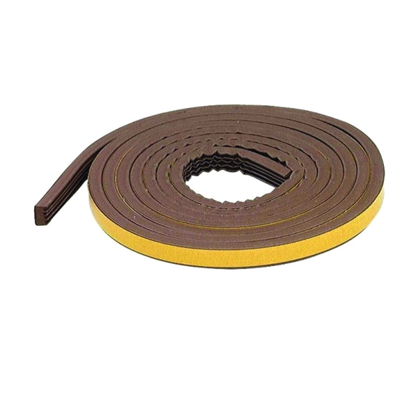 M-D 63644 Weatherstrip Tape, 19/32 in W, 10 ft L, EPDM Rubber, Brown