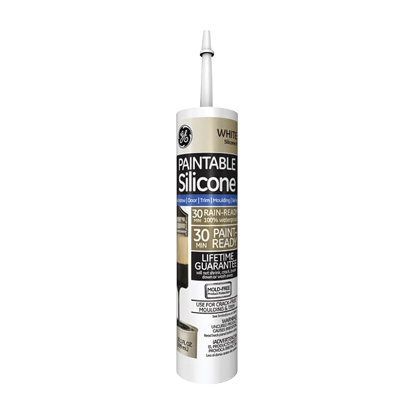 GE Silicone II GE7000 Silicone Caulk, White, -30 to 150 deg F, 10.1 oz Cartridge