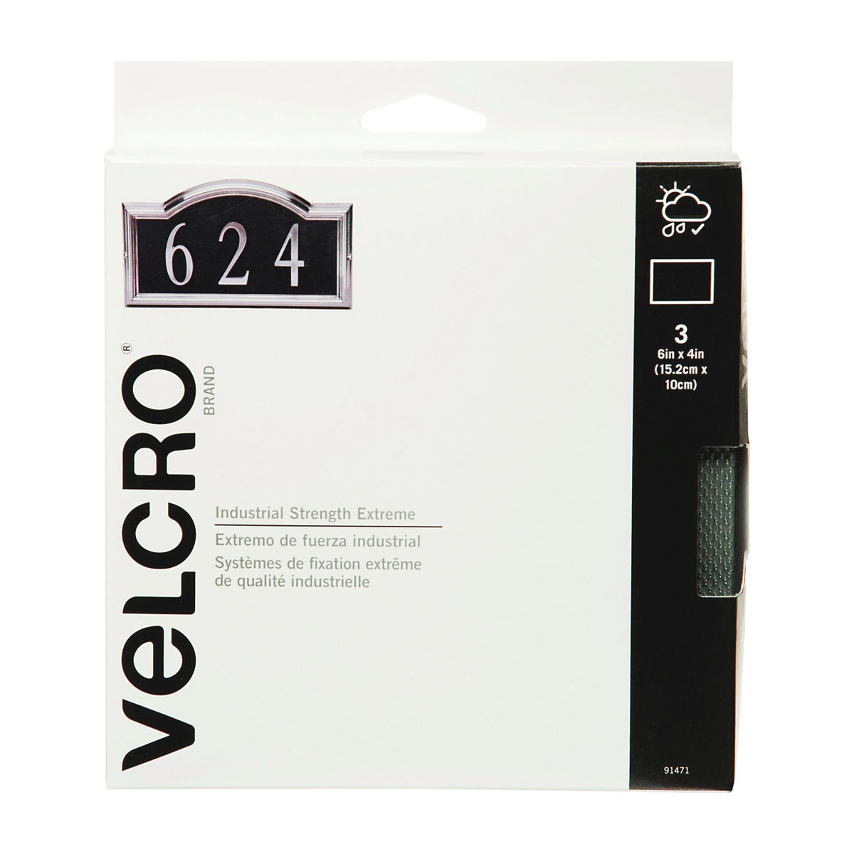 VELCRO Brand Pro Extreme 91471 Fastener, 4 in W, 6 in L, Synthetic, Titanium