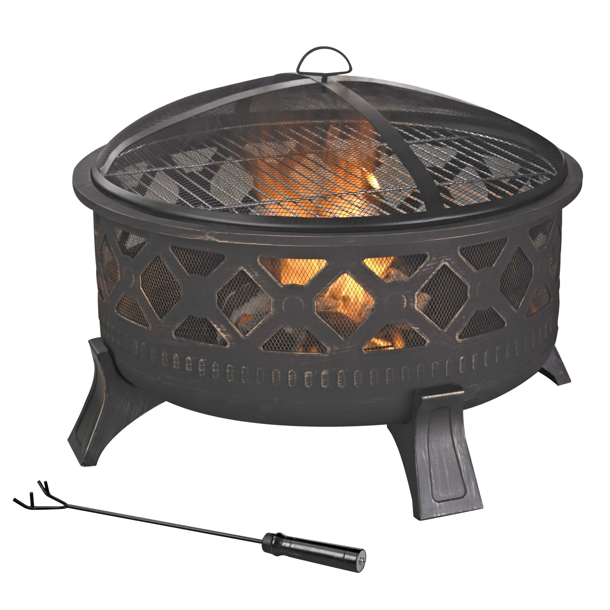 Seasonal Trends KLF-150509 Fire Pit, 32 in OAW, 32 in OAD, 22-3/4 in OAH, Round, Steel