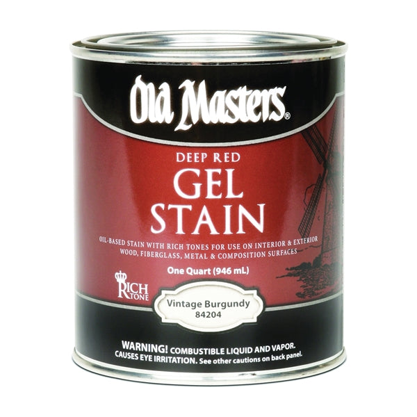 Old Masters 84204 Gel Stain, Vintage Burgundy, Liquid, 1 qt, Can