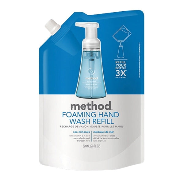 method 667 Foaming Hand Wash Refill, Liquid, Light Blue, Sea Minerals, 28 oz Pouch