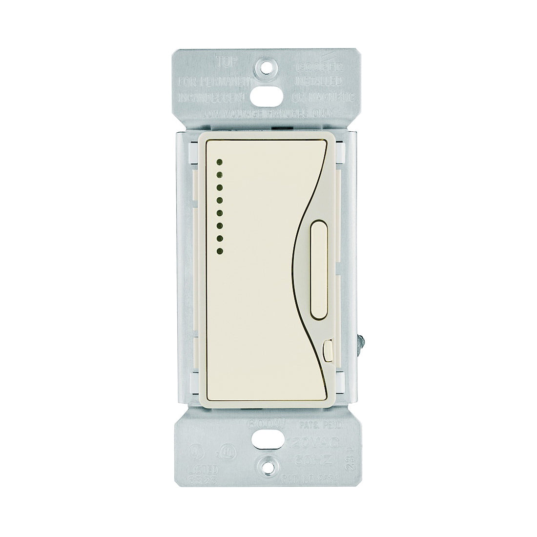 Eaton Wiring Devices Aspire 9534DS Smart Dimmer, 120 V, 600 W, Halogen, Incandescent Lamp, 3-Way, Desert Sand